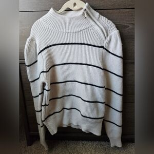 WHBM Striped White and Black Women's Sweater